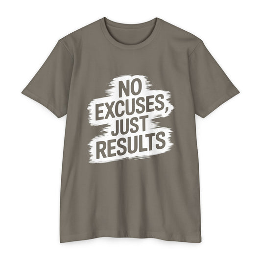Motivational Unisex CVC Jersey T-Shirt - "No Excuses, Just Results"