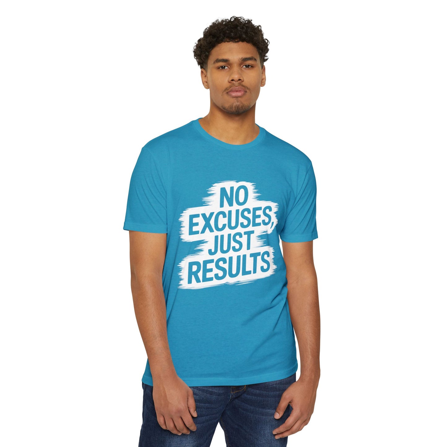 Motivational Unisex CVC Jersey T-Shirt - "No Excuses, Just Results"