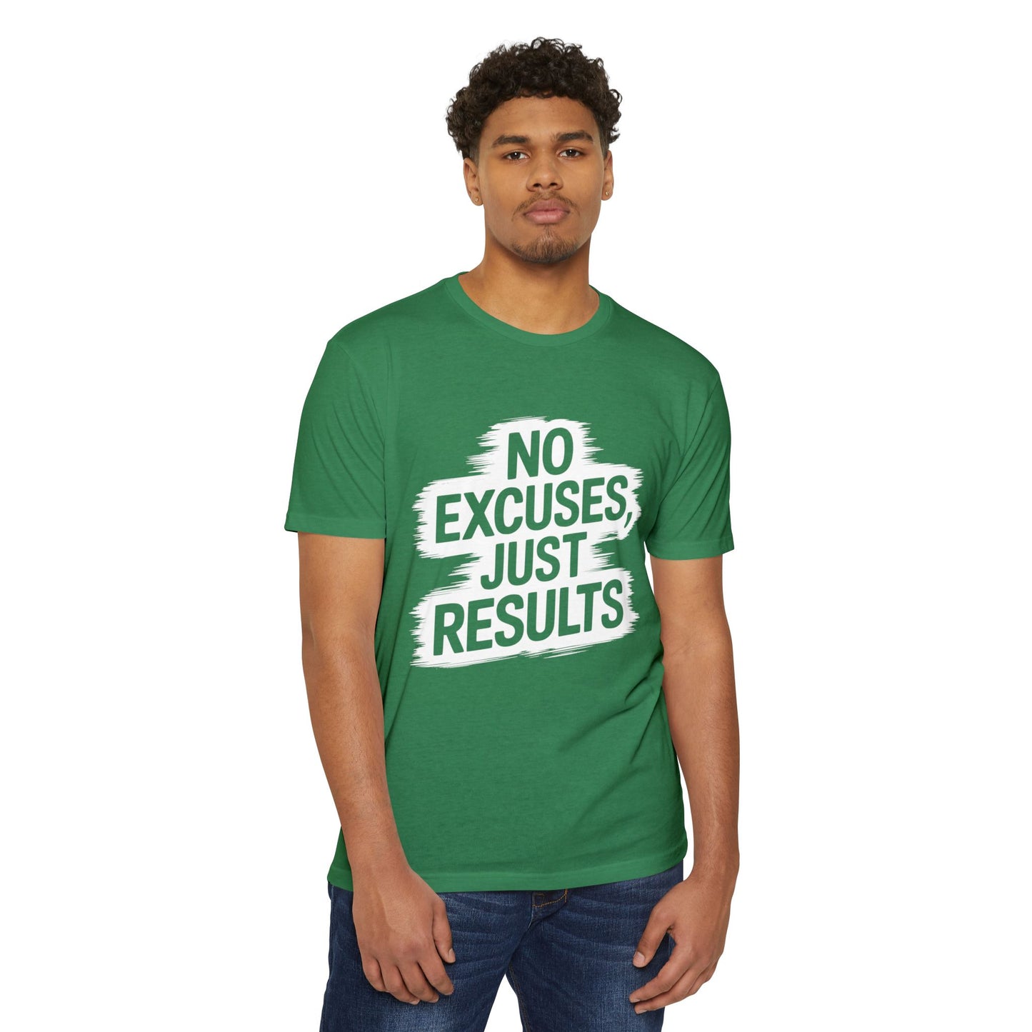 Motivational Unisex CVC Jersey T-Shirt - "No Excuses, Just Results"