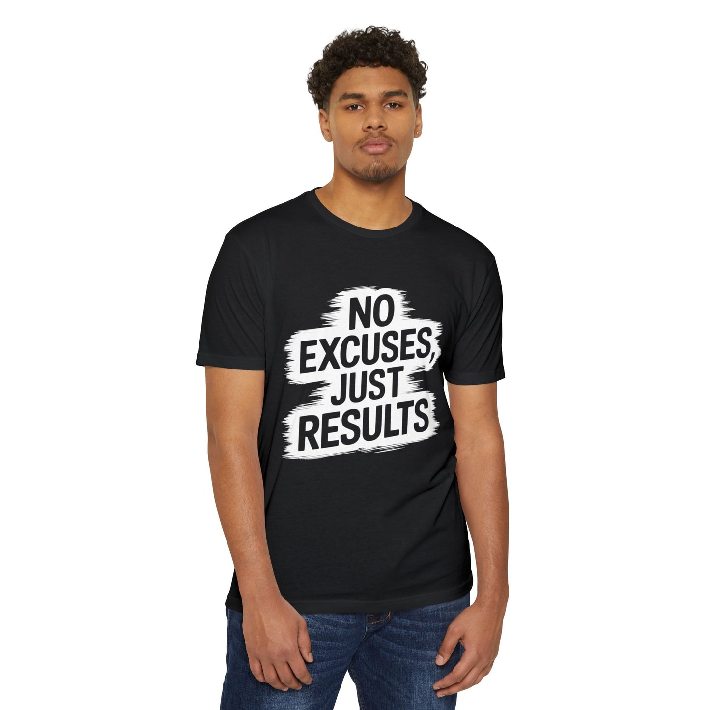 Motivational Unisex CVC Jersey T-Shirt - "No Excuses, Just Results"