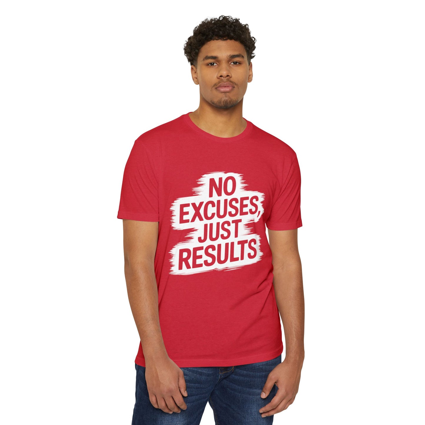 Motivational Unisex CVC Jersey T-Shirt - "No Excuses, Just Results"