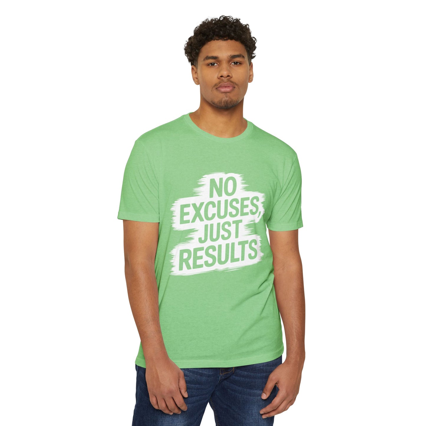 Motivational Unisex CVC Jersey T-Shirt - "No Excuses, Just Results"