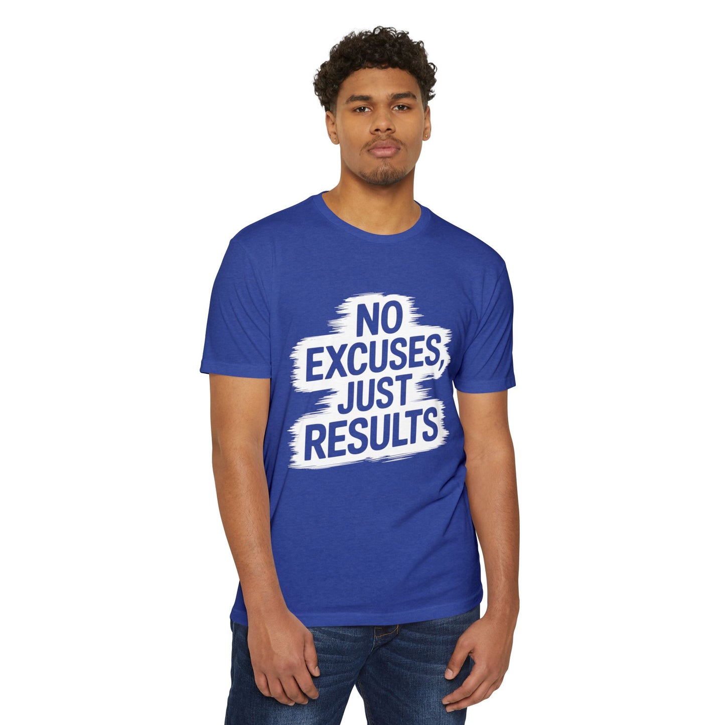 Motivational Unisex CVC Jersey T-Shirt - "No Excuses, Just Results"
