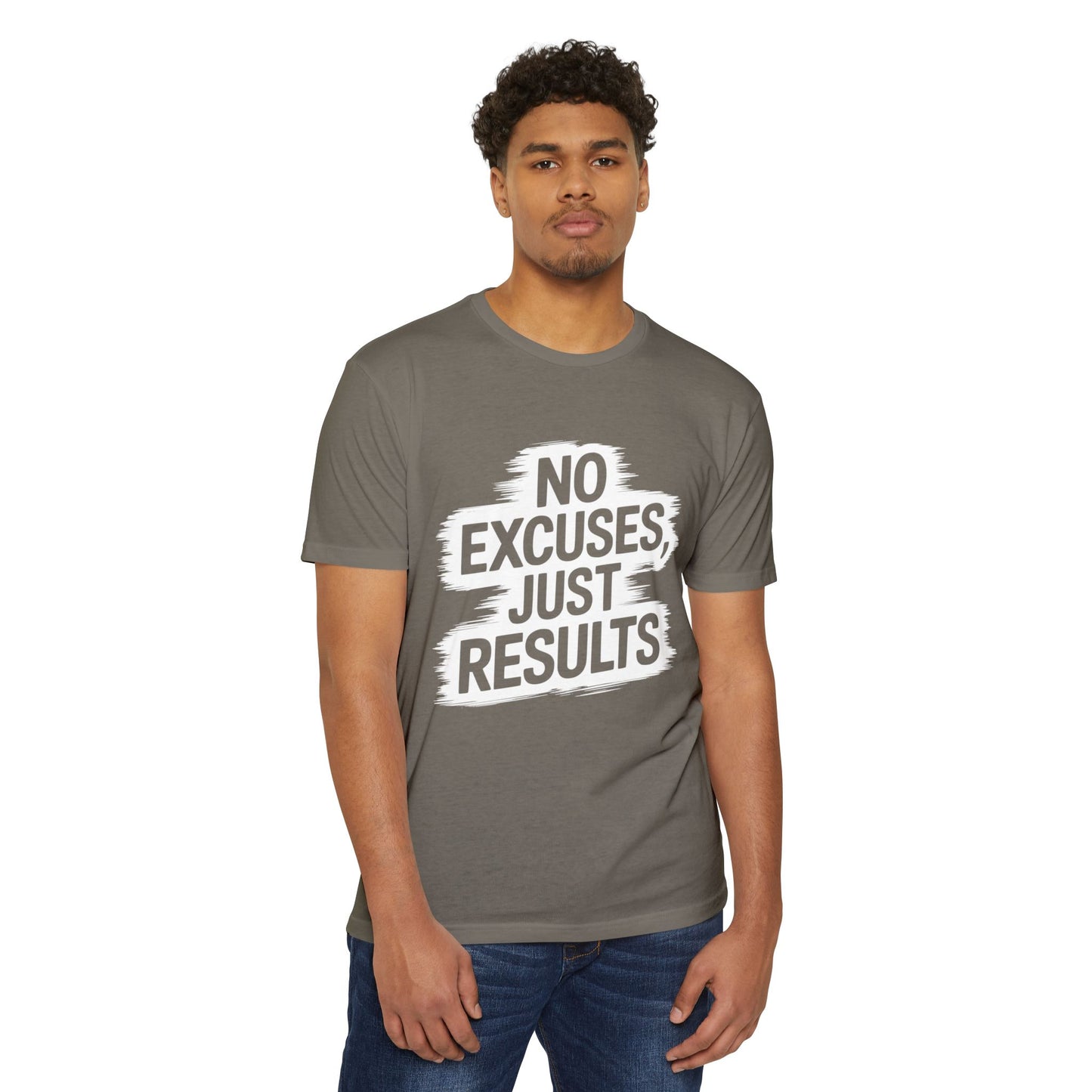 Motivational Unisex CVC Jersey T-Shirt - "No Excuses, Just Results"