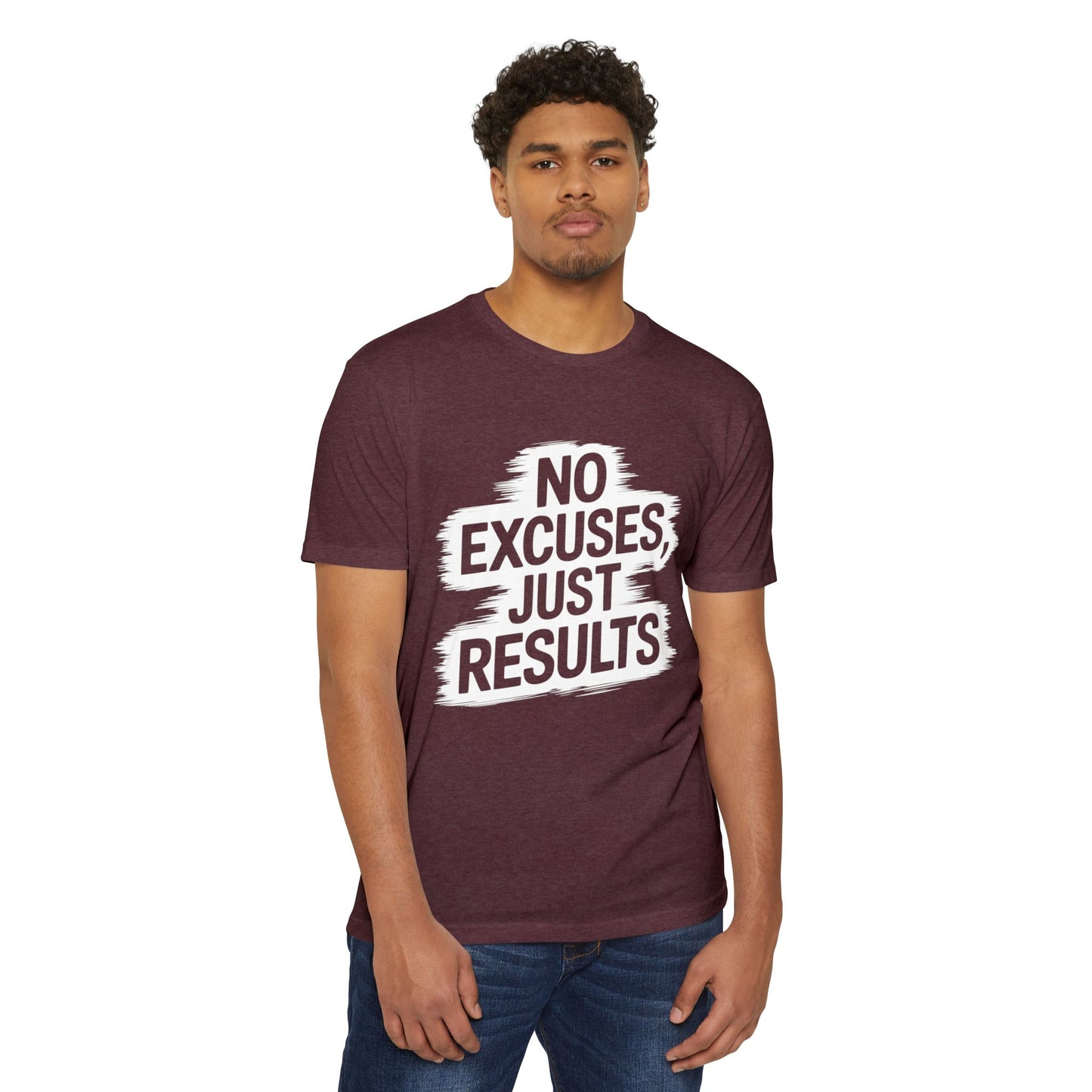 Motivational Unisex CVC Jersey T-Shirt - "No Excuses, Just Results"